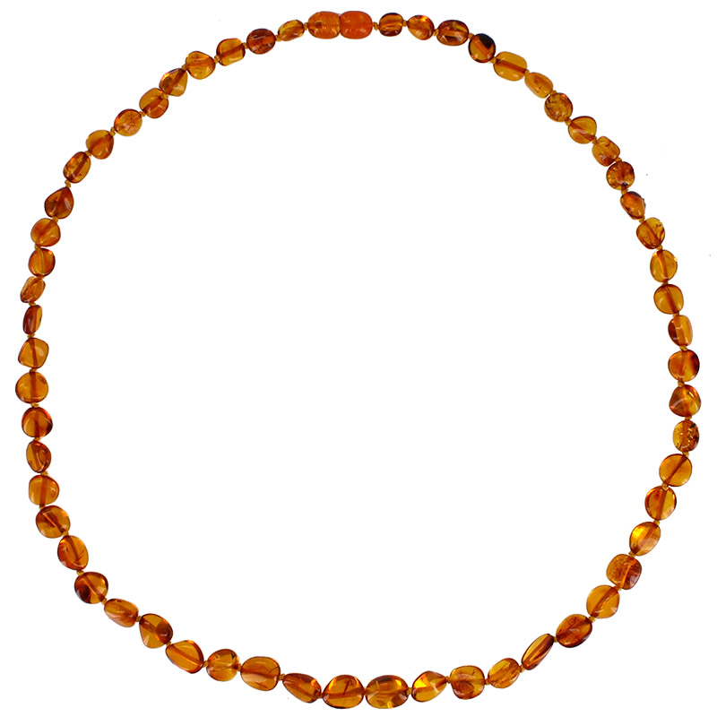 Collier pierres d'Ambre cognac, fermoir à vis