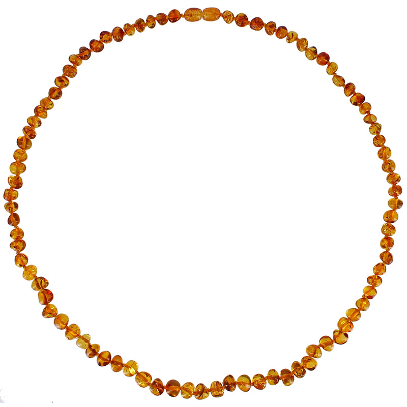 Collier pierres d'Ambre cognac, fermoir à vis