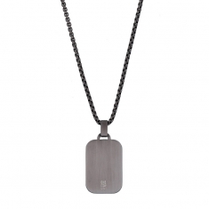 Collier plaque aspect martelé acier vieilli