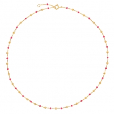 Collier plaqué or, effet petites perles, violet