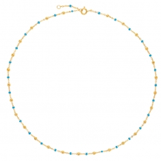 Collier plaqué or, effet petites perles, violet