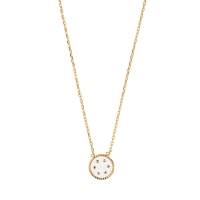 Collier plaqué or motif rond, petites étoiles sur émail blanc