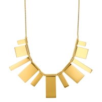 Collier plastron formes rectangles en acier doré