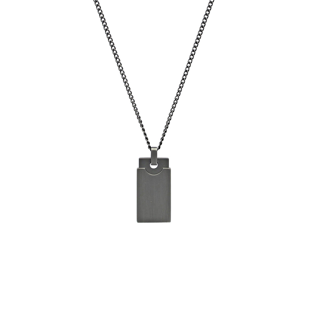 Collier pour homme en acier gris patiné mat