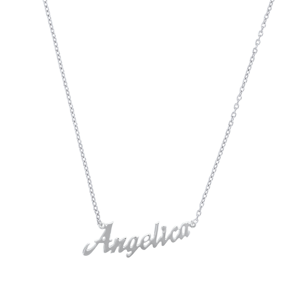 Collier prénom avec chaîne en argent rhodié 925/1000