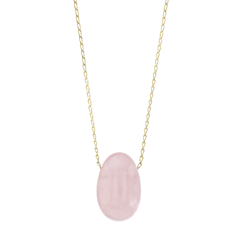 Collier Quartz rose, chaîne argent 925/1000 doré