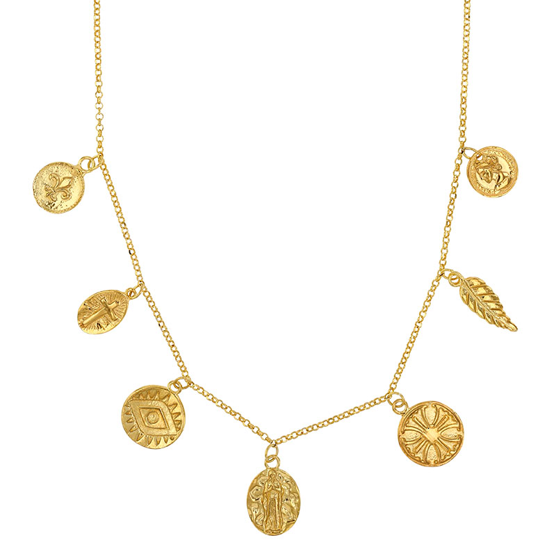Collier QUEEN en Argent 925/1000 doré avec pampilles