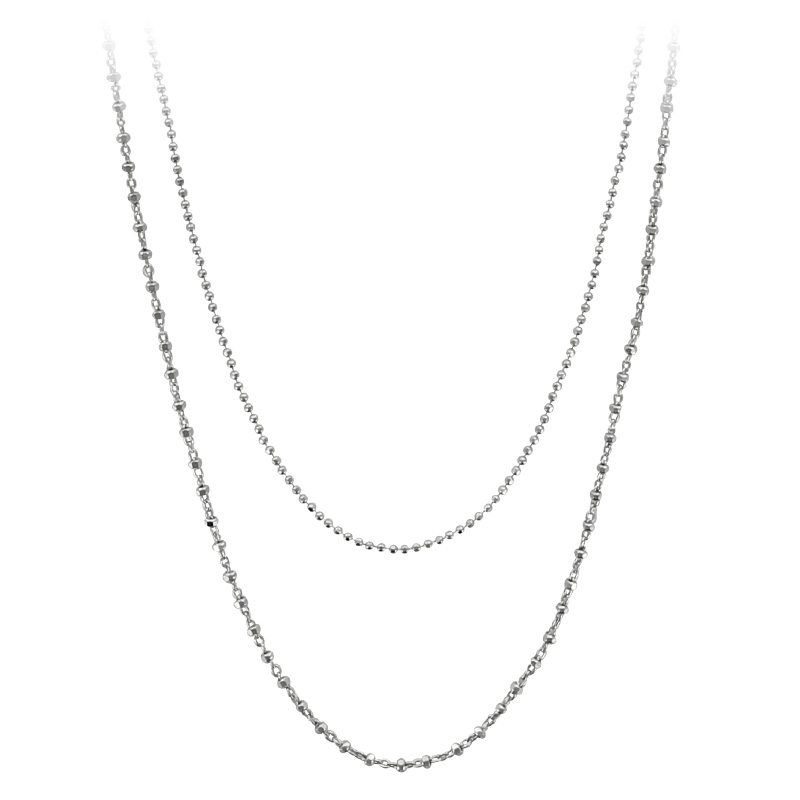 Collier 2 rangs argent 925/1000 rhodié orné de boules