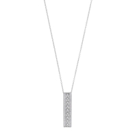 Collier rectangle ajouré, 3 rangs sertis d'oxydes en argent 925/1000 rhodié