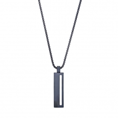 Collier rectangle ajouré en acier bleu foncé