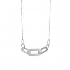 Collier rectangle ovales lisses et brossés, argent 925/1000 platiné