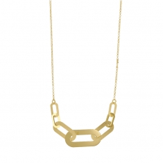 Collier rectangle ovales lisses et brossés, argent 925/1000 platiné