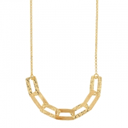 Collier rectangles brossés et ciselés, argent 925/1000 platiné