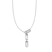 Collier rectangles en Argent rhodié 925/1000 et Oxydes de zirconium