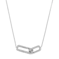 Collier rectangles martelés entrelacés, argent 925/1000 platiné