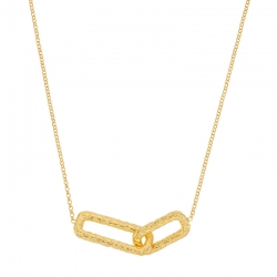 Collier rectangles martelés entrelacés, argent 925/1000 platiné