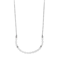 Collier réglable perles d'eau douce de culture, boules en argent 925/1000 rhodié