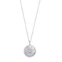 Collier réglable rond entouré et incrusté d'oxydes, argent 925/1000 rhodié