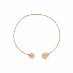 Collier rigide 2 boules en acier et acier doré-rose