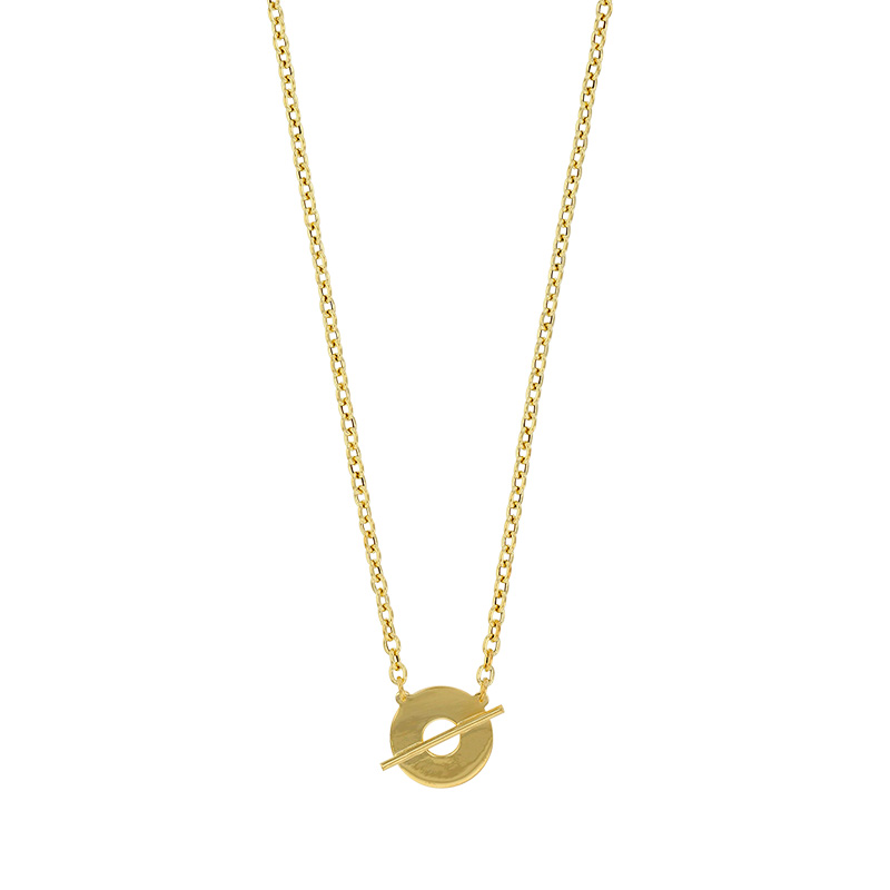 Collier rond ajouré et barre, argent 925/1000 doré