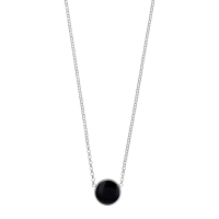 Collier rond émail noir, argent 925/1000 platiné