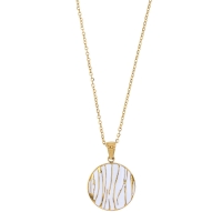 Collier rond émail noir strié en acier doré