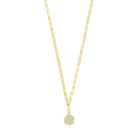 Collier rond en verre blanc nacré, argent 925/1000 doré