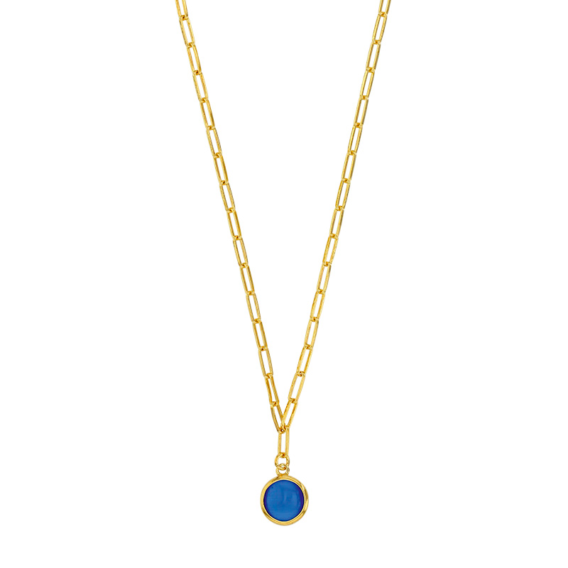 Collier rond en verre blanc nacré, argent 925/1000 doré