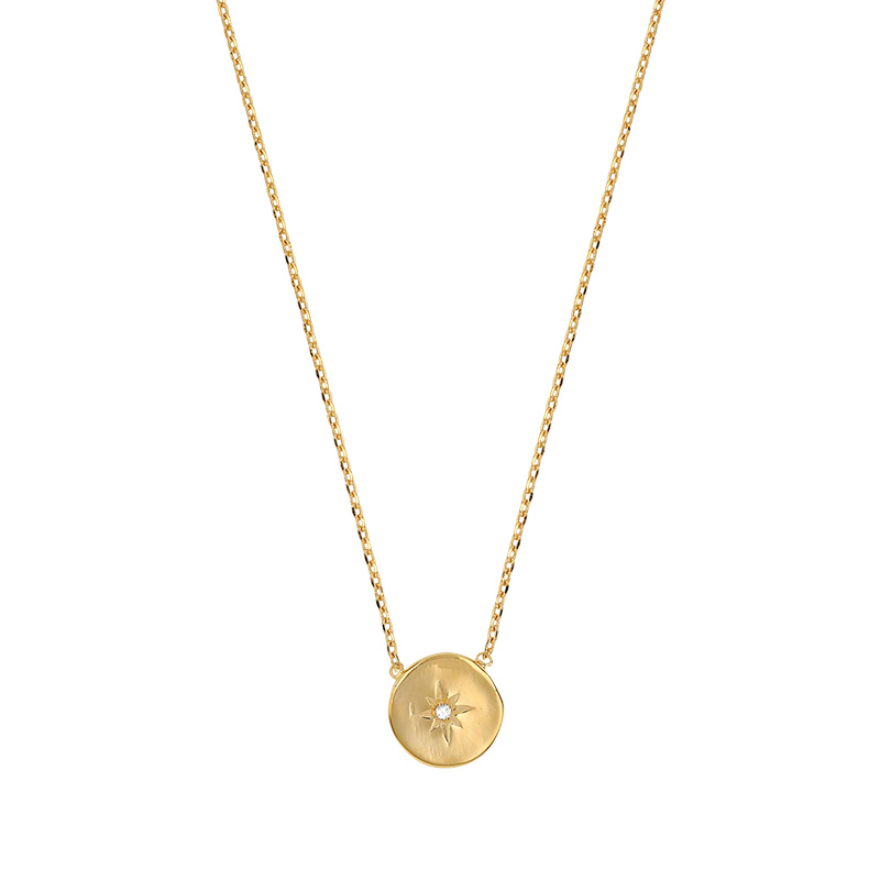 Collier rond enq plaqué or avec étoile gravé orné d'un oxyde de zirconium
