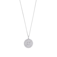 Collier rond entouré d'oxydes avec étoile et oxydes, argent 925/1000 rhodié