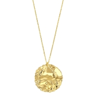 Collier rond froissé et ciselé, argent 925/1000 doré