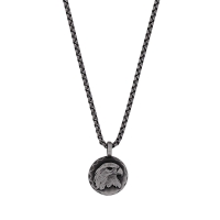 Collier rond motif aigle, acier vieilli