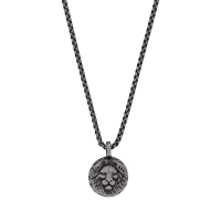 Collier rond motif lion, acier vieilli