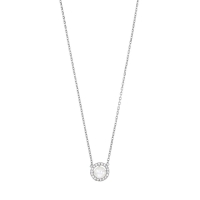 Collier rond pavé d'oxydes et perle de culture d'eau douce, argent 925/1000 platiné