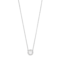 Collier rond pavé d'oxydes et perle de culture d'eau douce, argent 925/1000 platiné