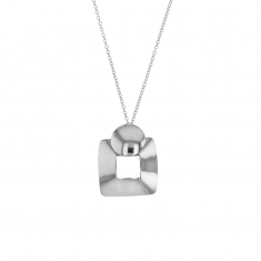 Collier rond sur un carré ajouré en argent 925/1000 rhodié