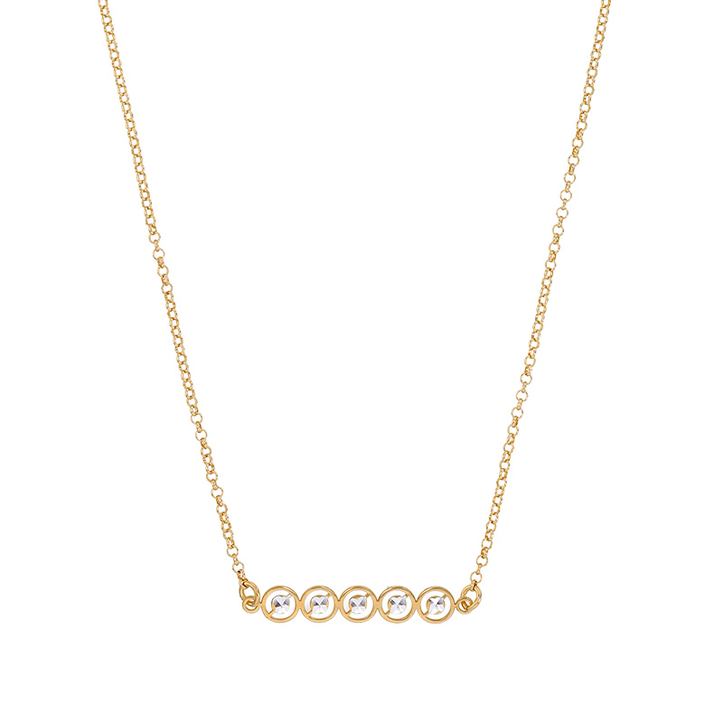 Collier ronds aspect diamanté maille jaseron, argent 925/1000 doré
