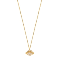 Collier saturne orné d'oxydes de zirconium, argent 925/1000 doré