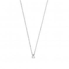 Collier serti 3 griffes, 1 diamant HSI 0,06ct, Or 750/1000