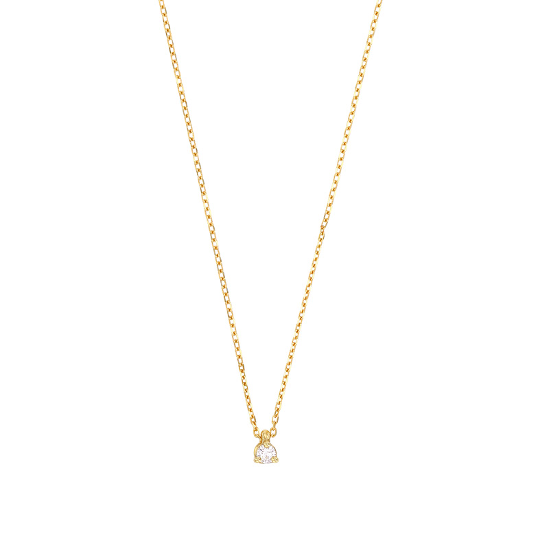 Collier serti 3 griffes, 1 diamant HSI 0,06ct, Or 750/1000
