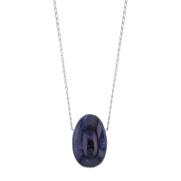 Collier Sodalite, chaîne argent 925/1000 platiné