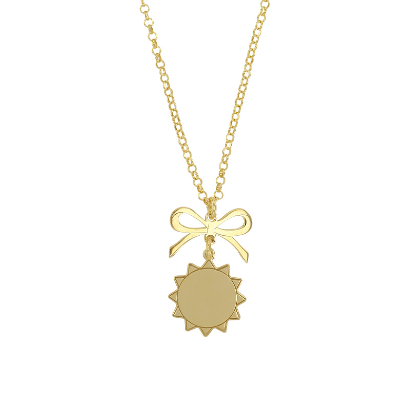 Collier soleil avec noeud en argent 925/1000 doré