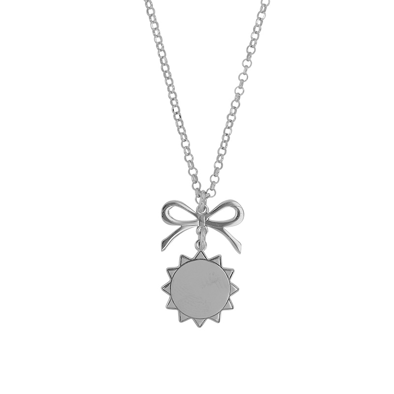 Collier soleil avec noeud en argent 925/1000 rhodié