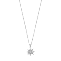 Collier soleil avec oxydes, argent 925/1000 rhodié