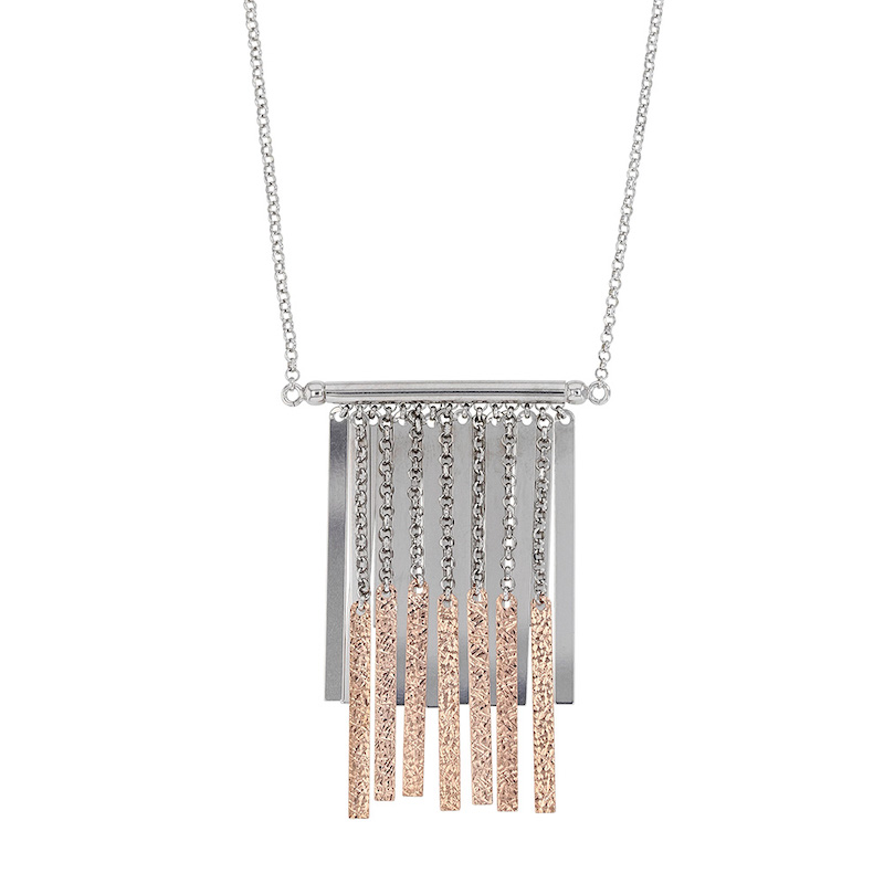 Collier STAR avec frange avec formes géométriques en Argent 925/1000 doré