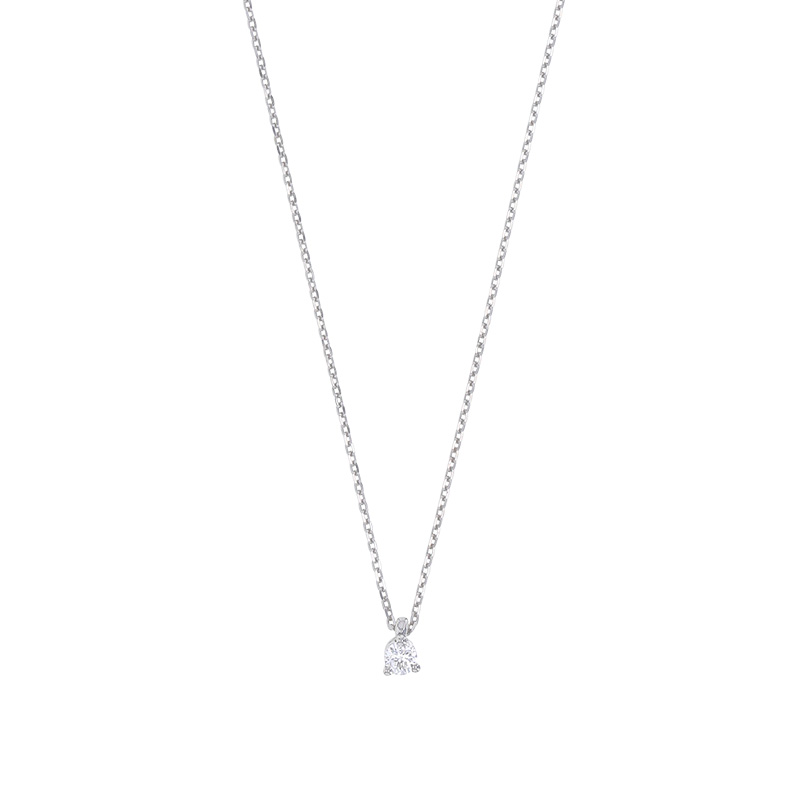 Collier sur monture 3 griffes, 1 diamant HSI 0,11ct, Or 750/1000