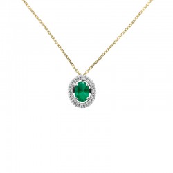 Collier Tanzanite taille ovale 6x4mm, entourage 17 diamants HSI 0,12ct, Or blanc 750/1000