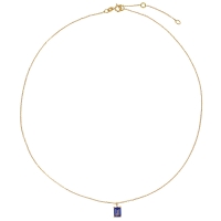 Collier Tanzanite taille rectangle 7x5mm, Or 750/1000