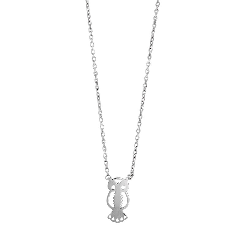 Collier TERRA avec hibou ajouré en argent 925/1000 rhodié