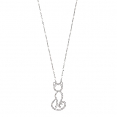 Collier TERRA en Argent 925/1000 rhodié chat avec oxydes de zirconium